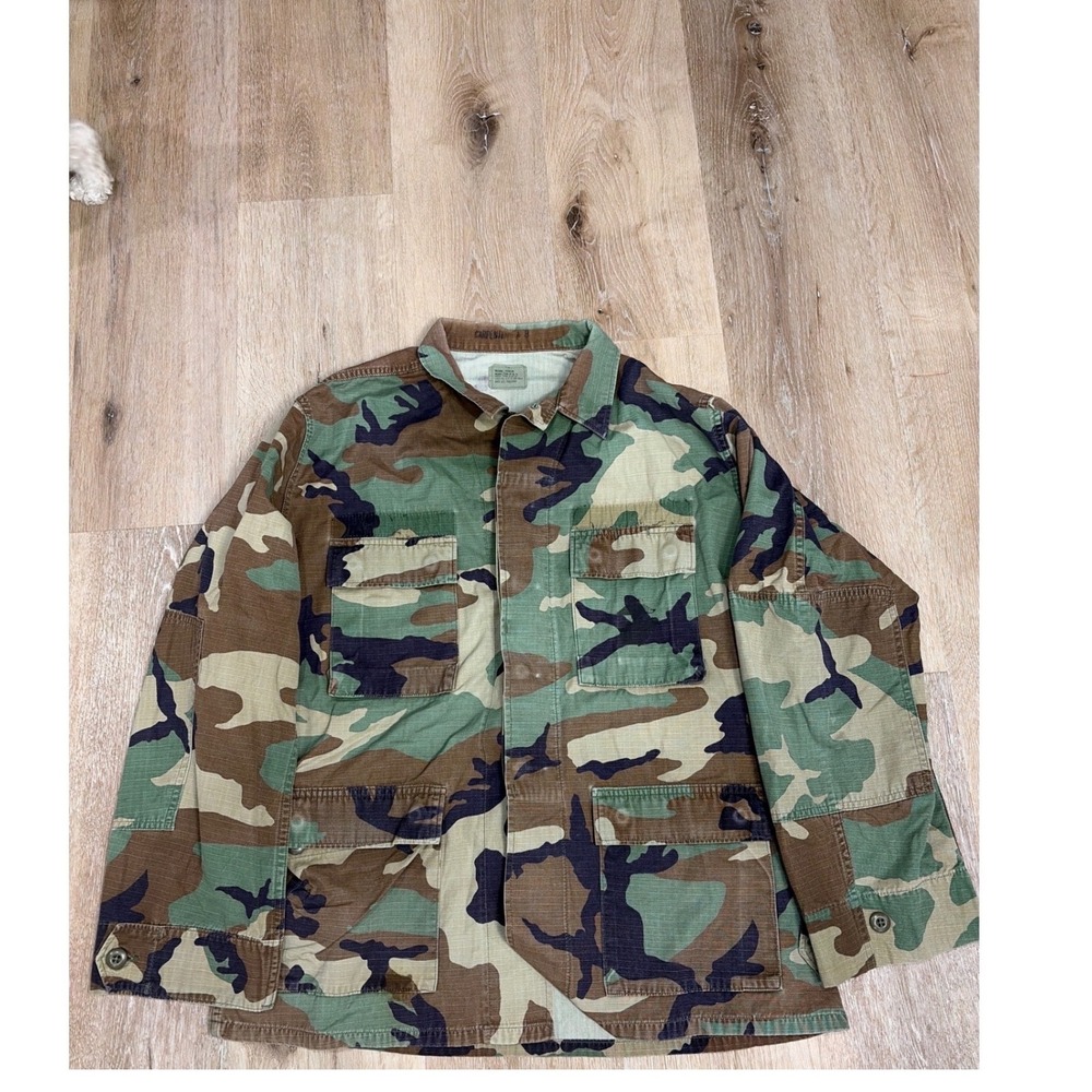 US Military Woodland Camo BDU Field Jacket Medium Regular Ripstop Utility Coat